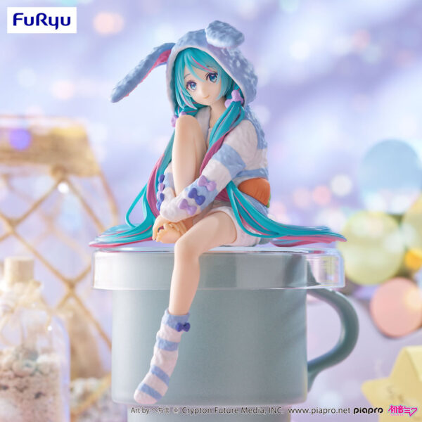 Furyu Noodle Stopper Figure: Hatsune Miku  Rabbit Ear Hood Pajama Blue Color ver.