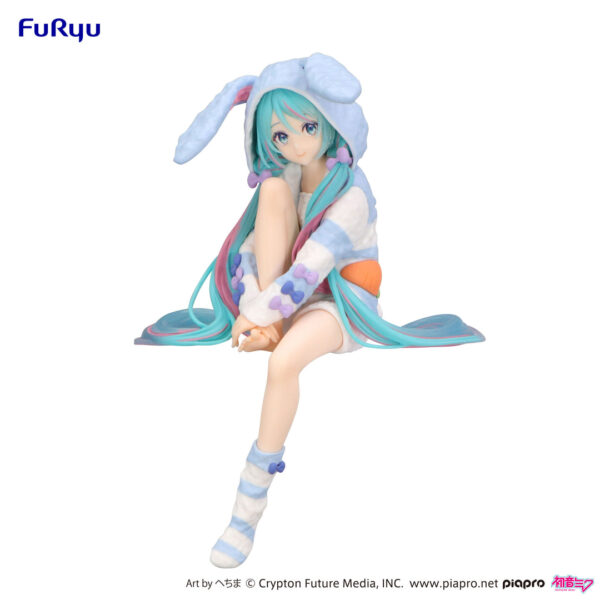 Furyu Noodle Stopper Figure: Hatsune Miku  Rabbit Ear Hood Pajama Blue Color ver.